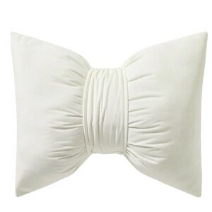 My Texas House 15" x 18" Bow White Velvet Decorative Pillow
